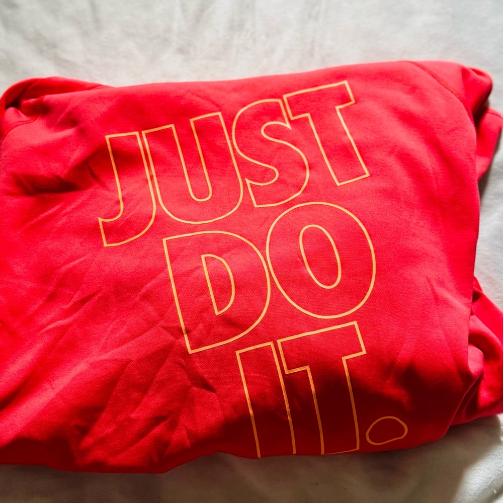 Nike Red Sweatshirt with Yellow Slogan